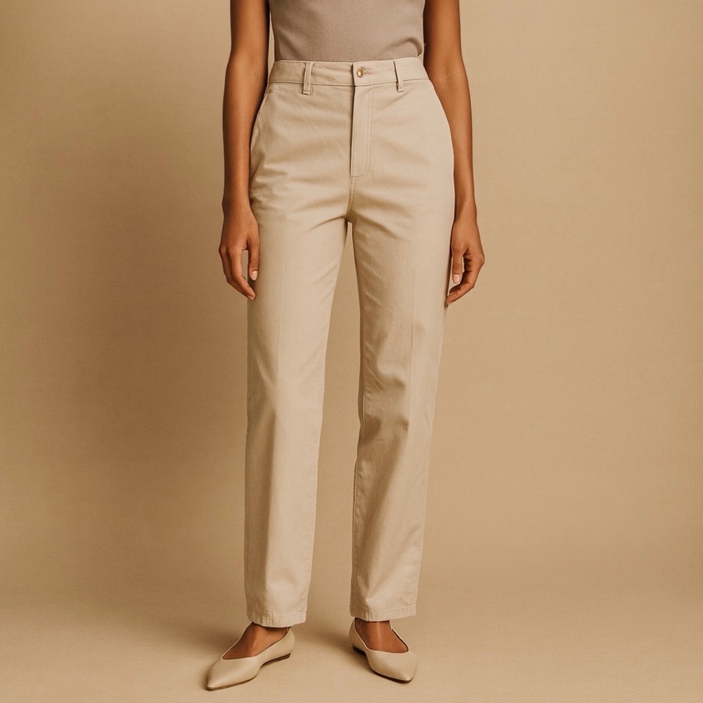 Izod American Utility Cotton Twill Chino Pants Tan/Beige Women Size 10R